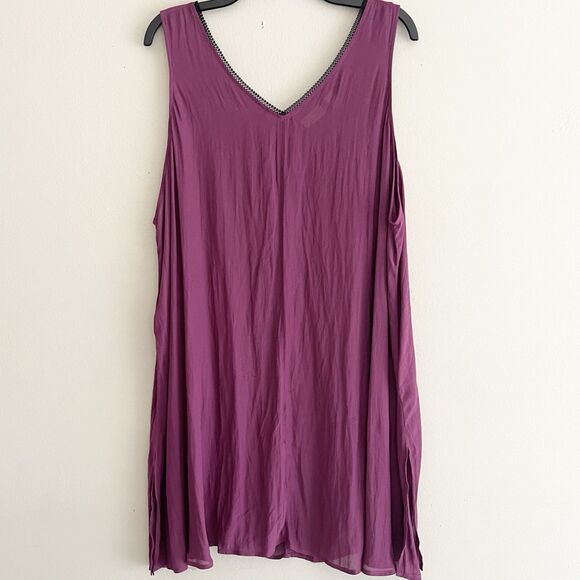 Logo Lori Goldstein Layers Tank Tunic Plus Size 3X Semi Sheer Purple Black Trim - Picture 11 of 12